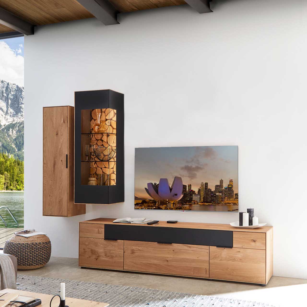 Wöstmann WM 2140 - Wohnwand Type 0002 Kernbuche / Kaminholz