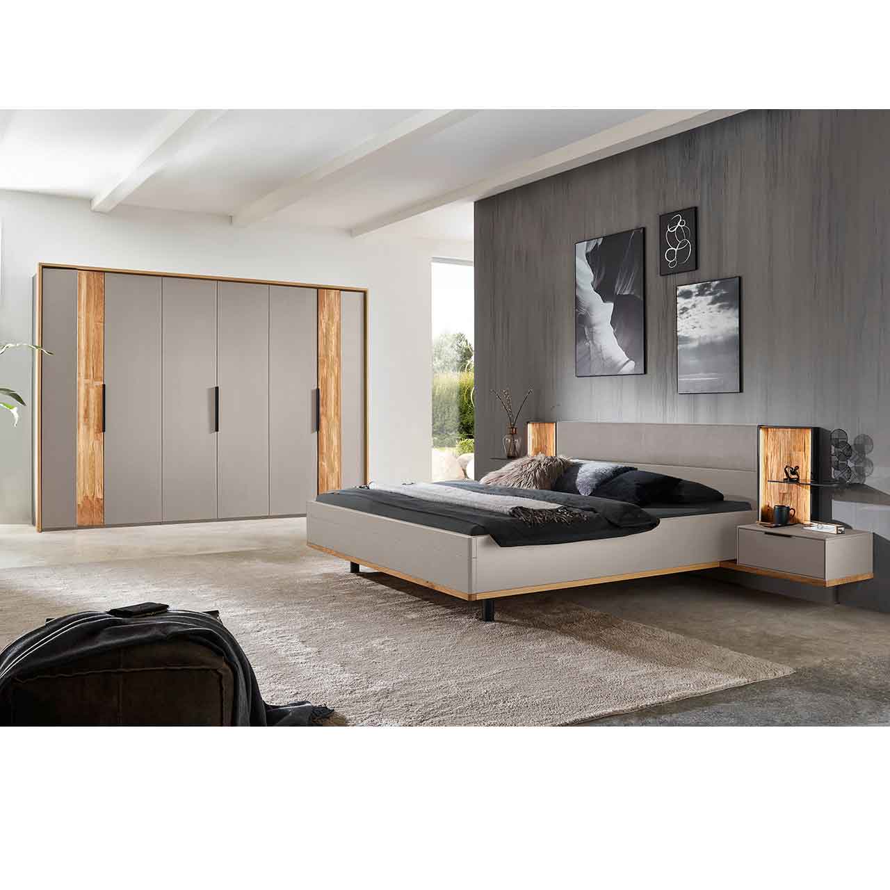 Wöstmann WSL 8800 - Schlafzimmer inkl. Kleiderschrank mit Spaltholztür bündig