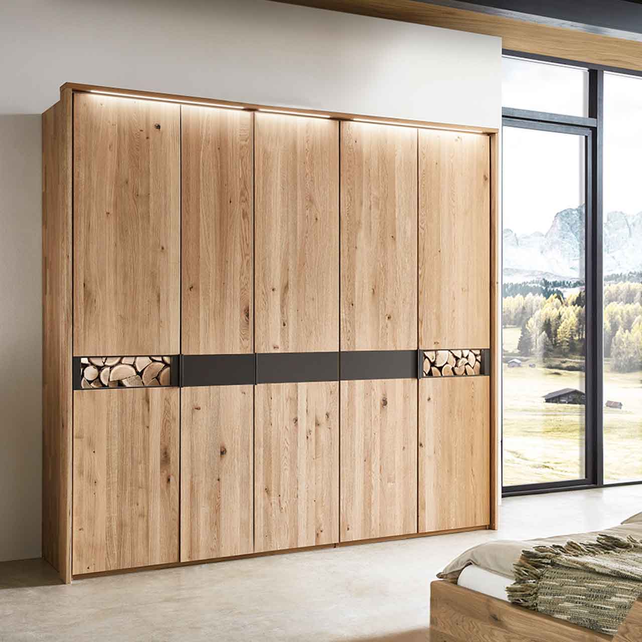 Wöstmann WSM 3100 Drehtürenschrank 5-türig Kaminholz-Akzent